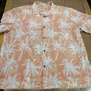 Tommy Bahama Shirt Sz XXXL Orange Floral Silk COOLMAX IslandZone Hawaiian Camp